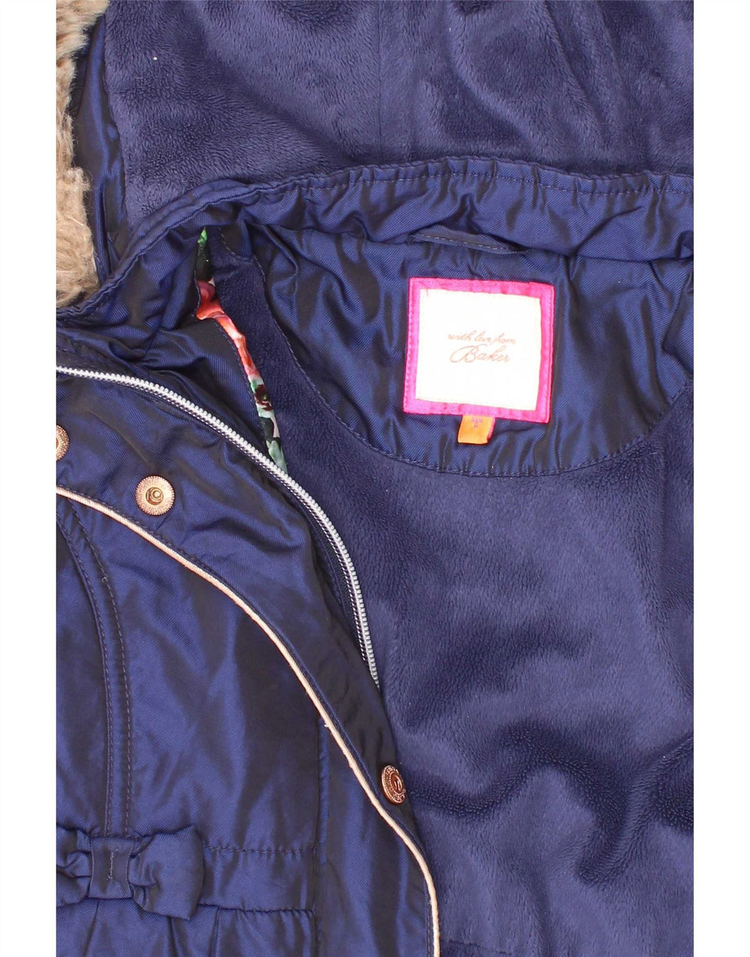 Ted Baker Mädchen-Parka mit Kapuze, 5–6 Jahre, marineblaues Nylon