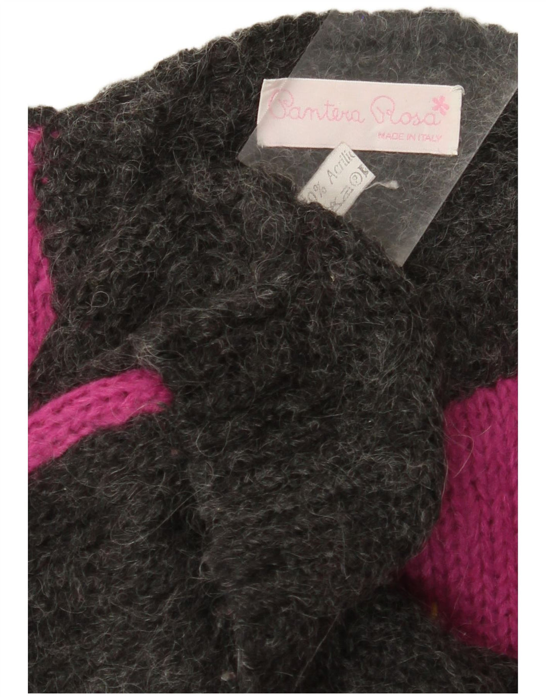 VINTAGE Damen-Pullover mit Rundhalsausschnitt, UK 14, Größe L, Grau, Farbblock