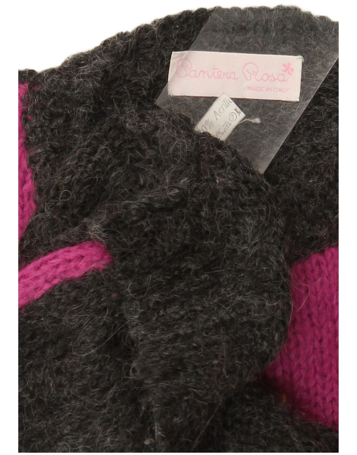 VINTAGE Damen-Pullover mit Rundhalsausschnitt, UK 14, Größe L, Grau, Farbblock