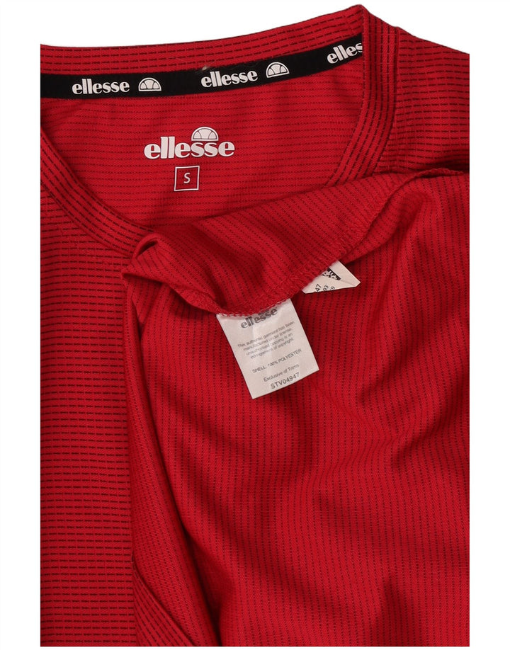 Ellesse Herren-T-Shirt-Oberteil, klein, rot gestreift, Polyester