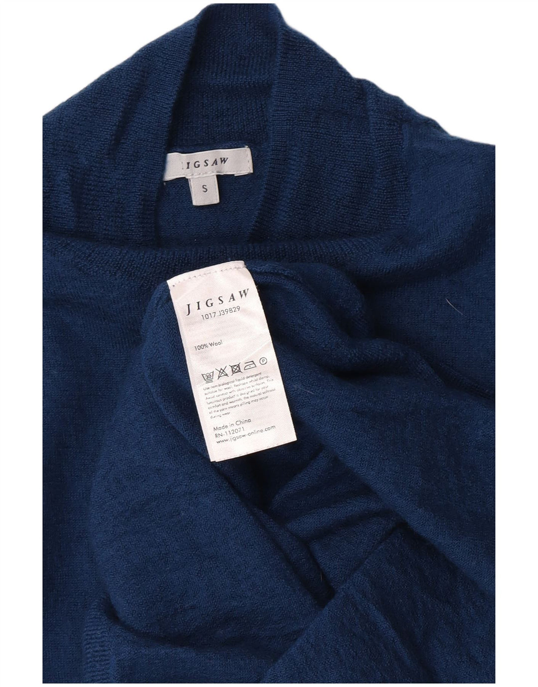 Jigsaw Damen-Pullover mit Rollkragen, Gr. 8, aus blauer Wolle