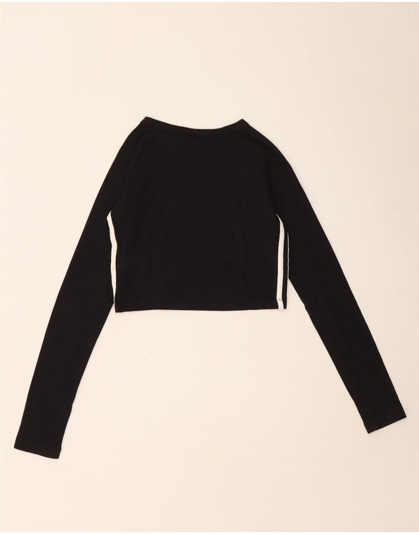 Adidas Damen Crop Graphic Top Langarm UK 8 Small Schwarz Baumwolle