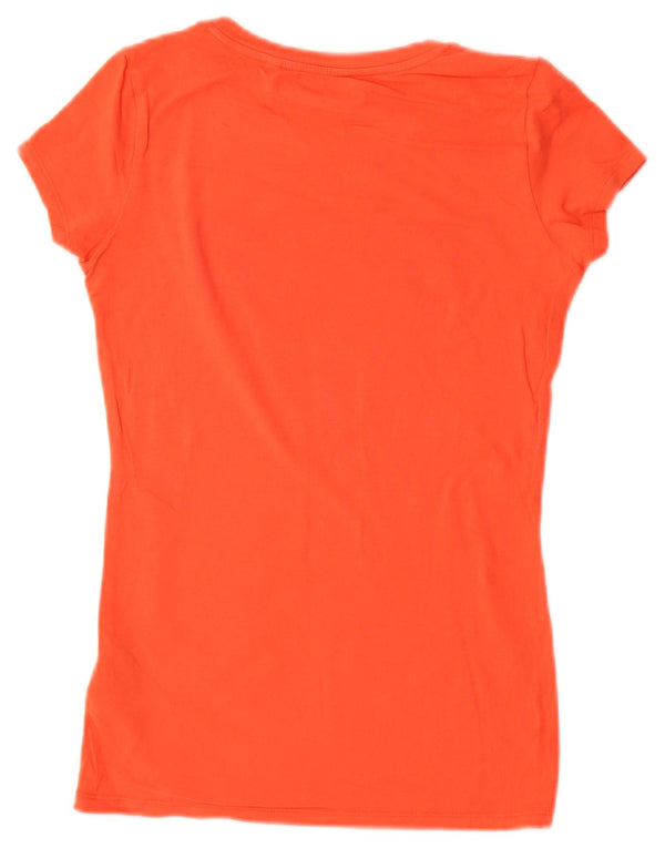 Guess Damen Grafik-T-Shirt-Oberteil UK 6 XS Rote Baumwolle