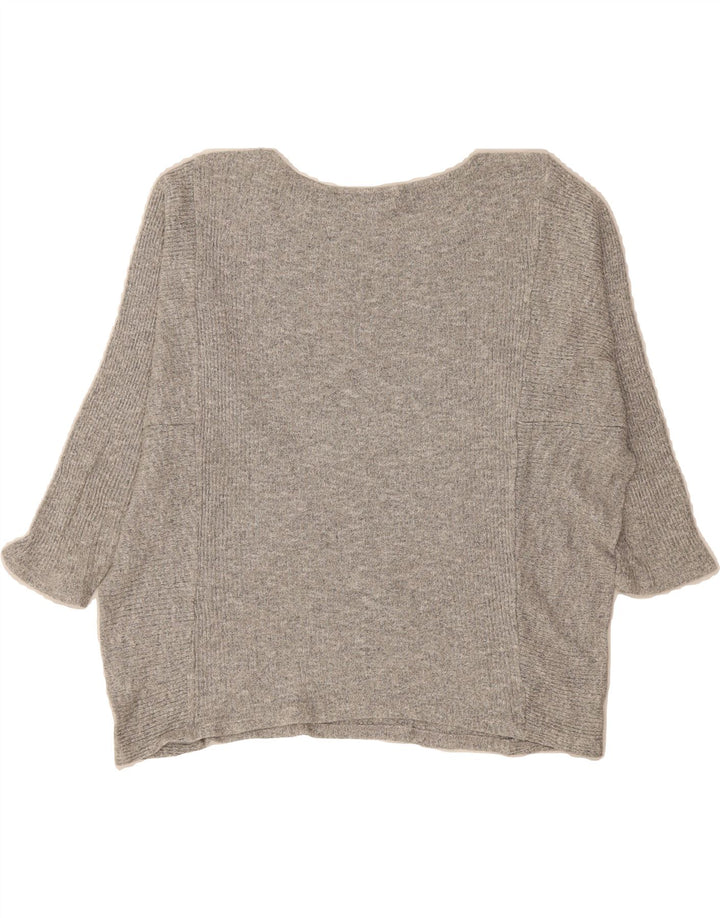 MASSIMO DUTTI Womens Oversized Boat Neck Jumper Sweater UK 14 Medium Grey Vintage Massimo Dutti and Second-Hand Massimo Dutti from Messina Hembry 