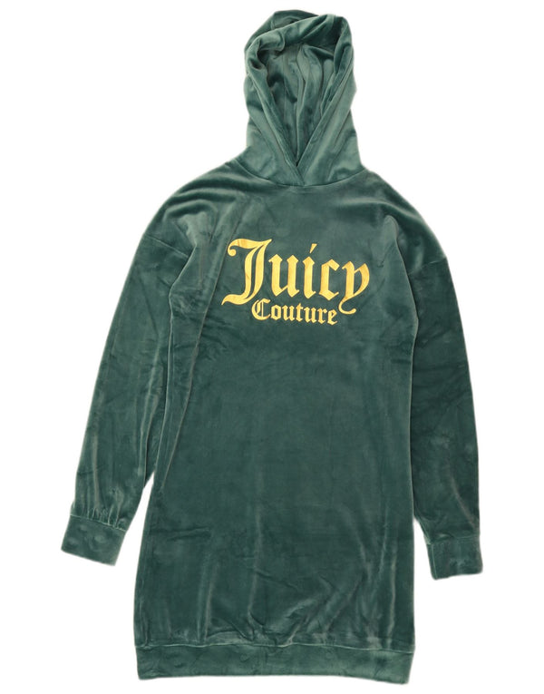 Juicy Couture Pulloverkleid aus Velours mit Grafik für Mädchen, 12–13 Jahre, grünes Polyester