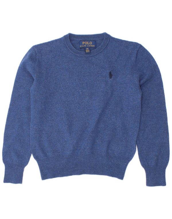Polo Ralph Lauren Jungen-Pullover mit Rundhalsausschnitt, 7–8 Jahre, kleine blaue Wolle