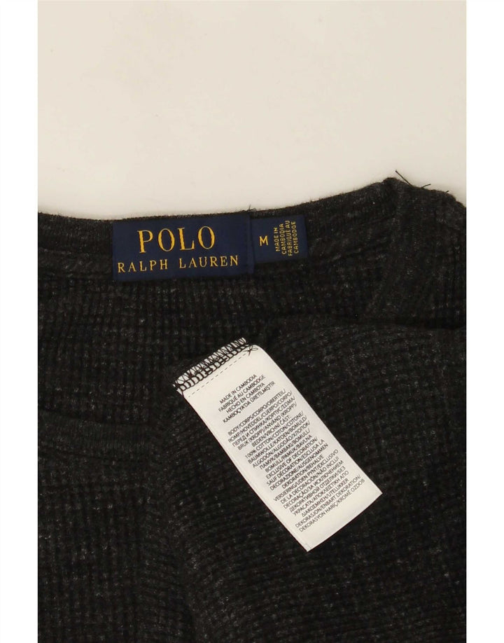 Polo Ralph Lauren Herren-Oberteil, langärmelig, mittelgrau gefleckte Baumwolle