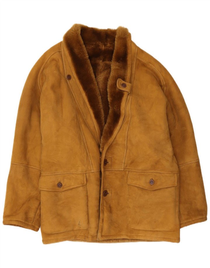 Vintage Herren Shearling Jacke IT 52 XL Braun