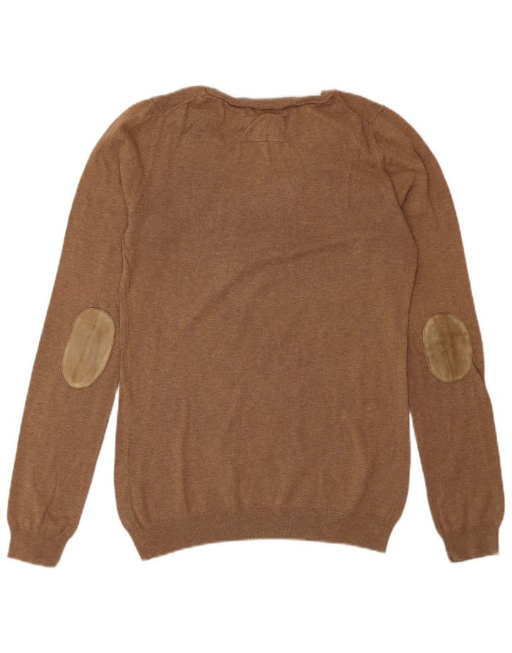 Massimo Dutti Damen Pullover mit Rundhalsausschnitt, UK 12, Mittelbraun