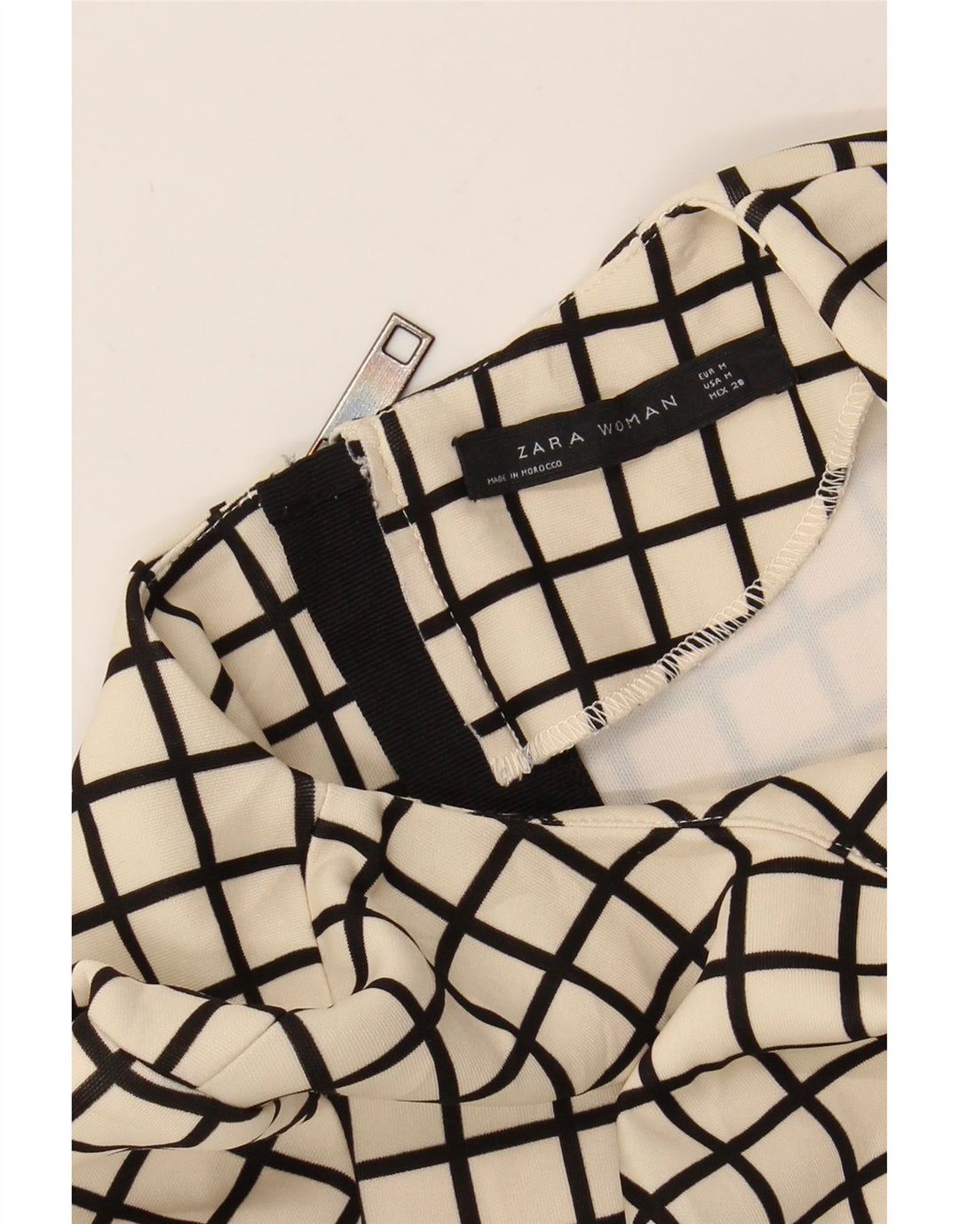 ZARA Womens Blouse Top UK 12 Medium White Check
