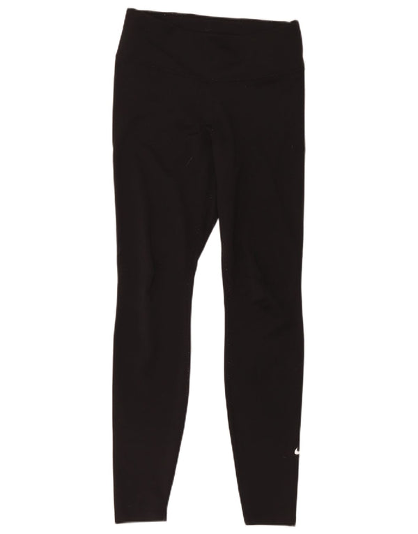 Nike Damen Dri Fit Leggings UK 14 Mittelschwarzes Polyester