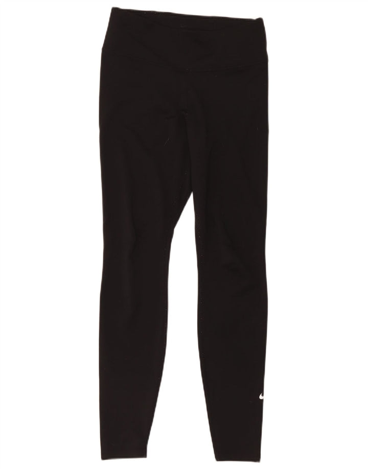 Nike Damen Dri Fit Leggings UK 14 Mittelschwarzes Polyester