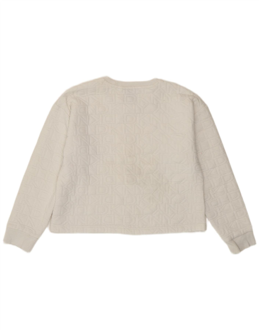 Dkny Womens Crop Graphic Sweatshirt Pullover UK 14 Mittelweißes Polyester