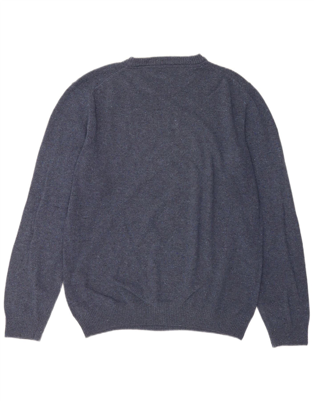 Gant Herren-Pullover mit Rundhalsausschnitt, groß, blau meliert, Wolle