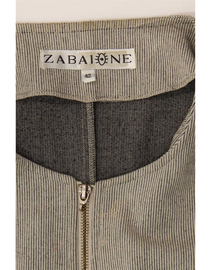 Zabaione Damen-Blazer mit durchgehendem Reißverschluss IT 42 Mittelgrauer Nadelstreifen