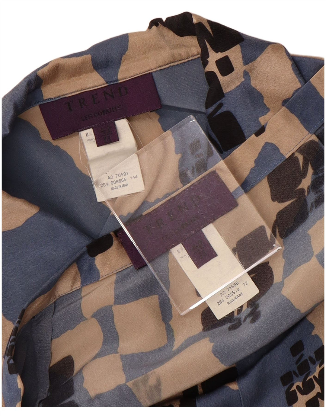 LES COPAINS Damen 2-teiliges Rockset IT 42 Medium W28 Blaue geometrische Seide