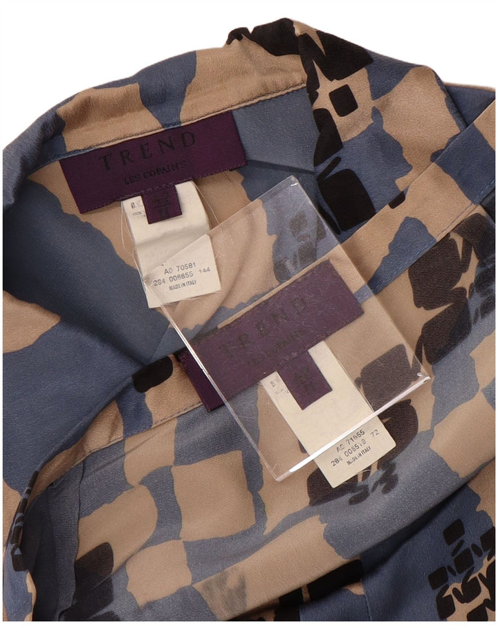 LES COPAINS Damen 2-teiliges Rockset IT 42 Medium W28 Blaue geometrische Seide