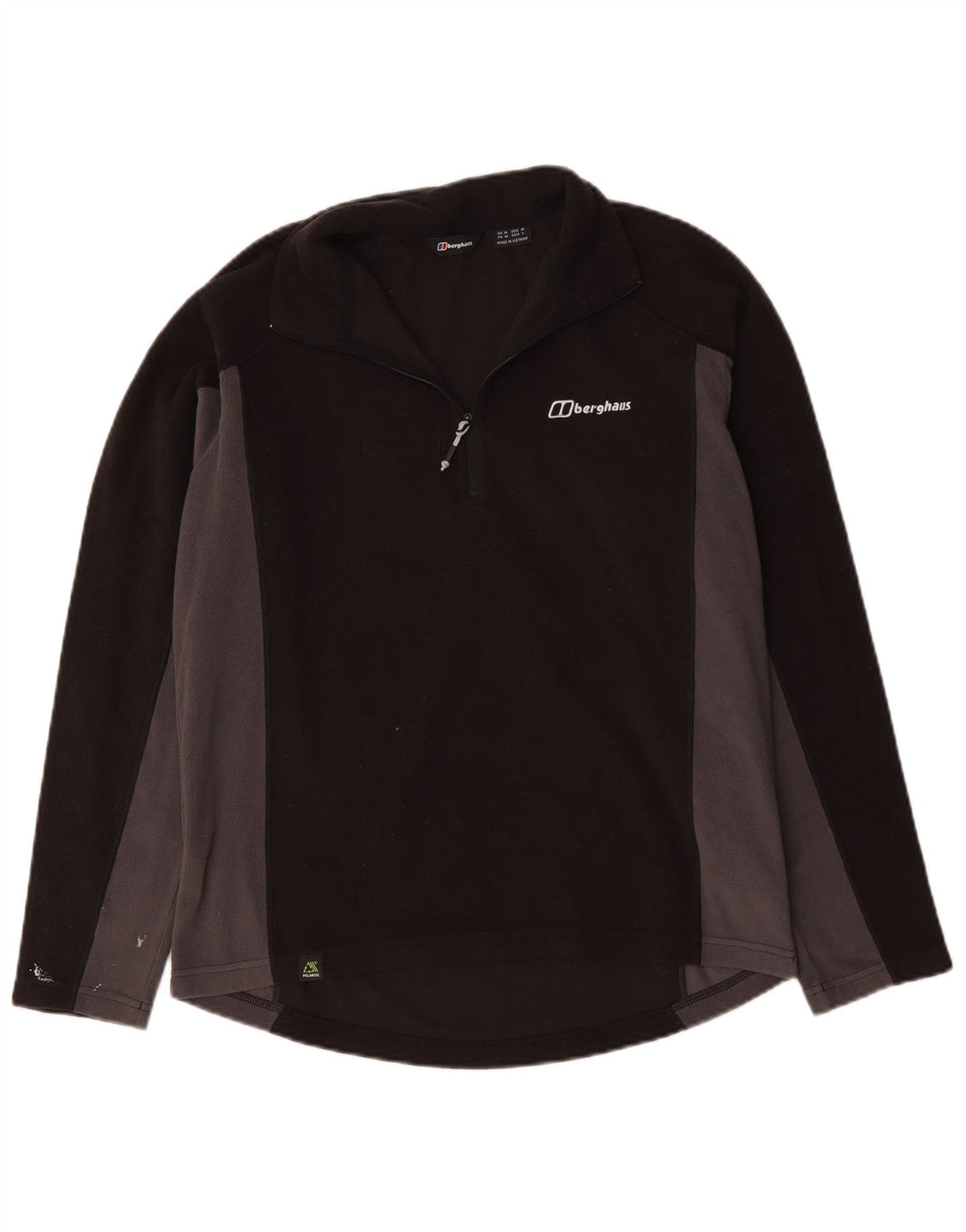 Berghaus Herren-Fleecepullover mit Reißverschluss am Hals, mittelschwarzes Farbblock-Polyester