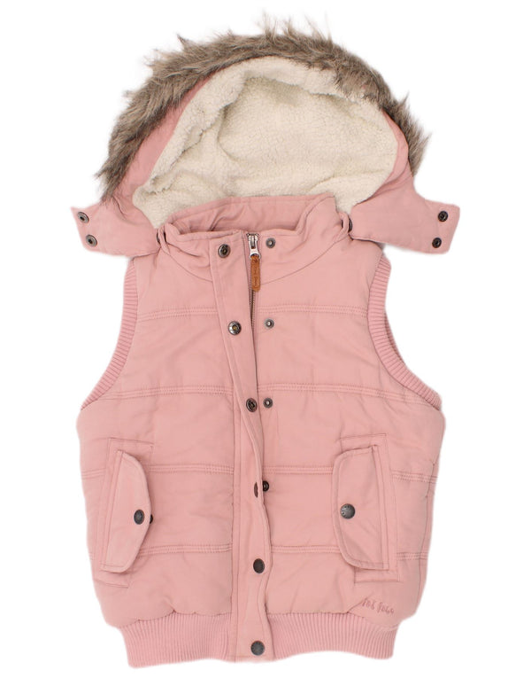 Fat Face Wattierte Weste mit Kapuze für Mädchen, 8–9 Jahre, Rosa, Polyester