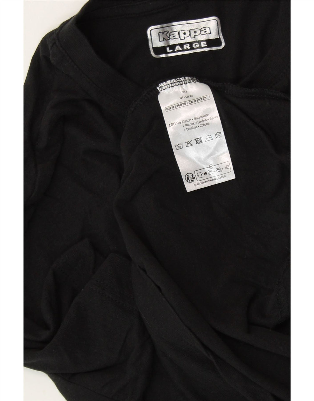 KAPPA Damen Grafik-T-Shirt-Oberteil UK 14 Large Schwarz Baumwolle