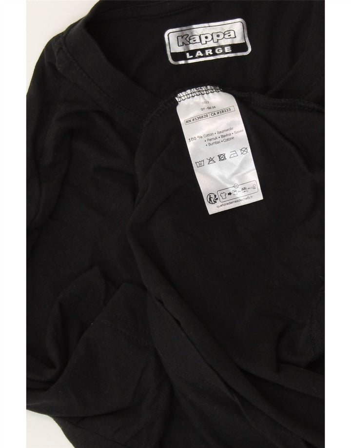 KAPPA Damen Grafik-T-Shirt-Oberteil UK 14 Large Schwarz Baumwolle