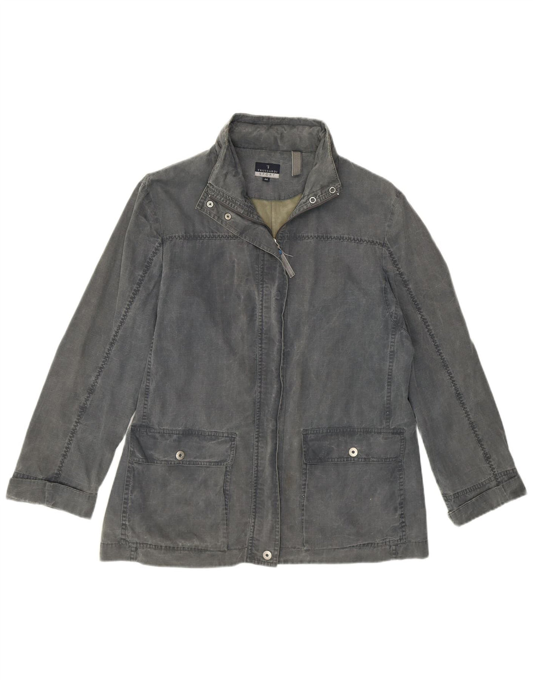 TRUSSARDI Damen-Utility-Jacke mit Kapuze IT 44 mittelgraue Baumwolle