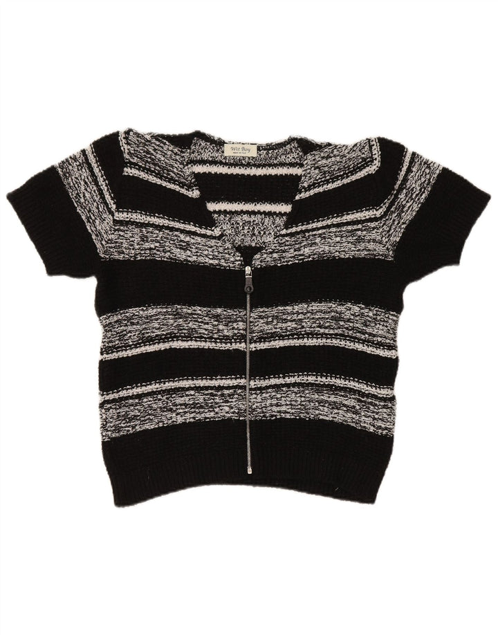 Wit Boy Damen-Strickjacke mit kurzen Ärmeln, Gr. 12, mittelschwarz gestreift