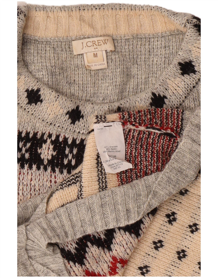 J. CREW Damen Pullover mit Rundhalsausschnitt, UK 12, Mittelgrau, Fair Isle