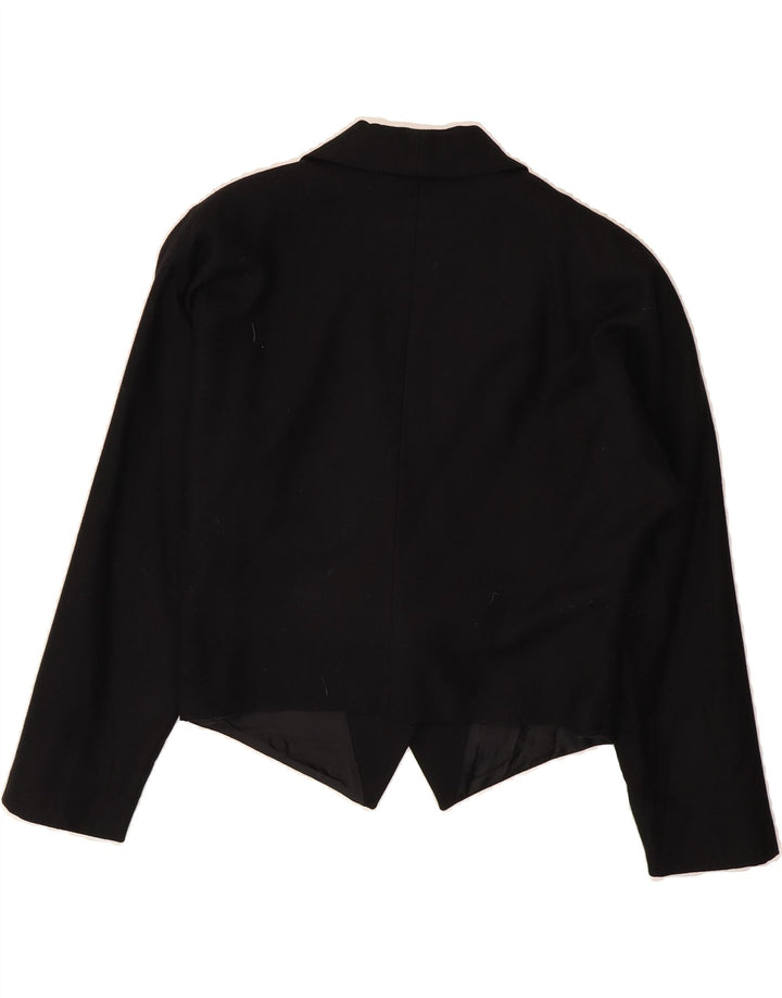 VINTAGE Womens Crop 1 Button Blazer Jacket IT 42 Medium Black Wool Vintage Vintage and Second-Hand Vintage from Messina Hembry 