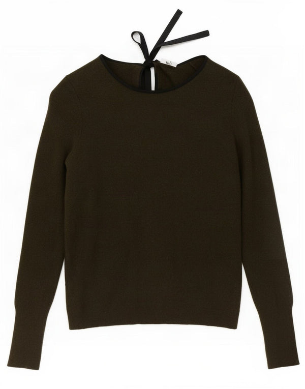 Jigsaw Damen-Pullover mit U-Boot-Ausschnitt, Größe S, Khaki, Lammwolle