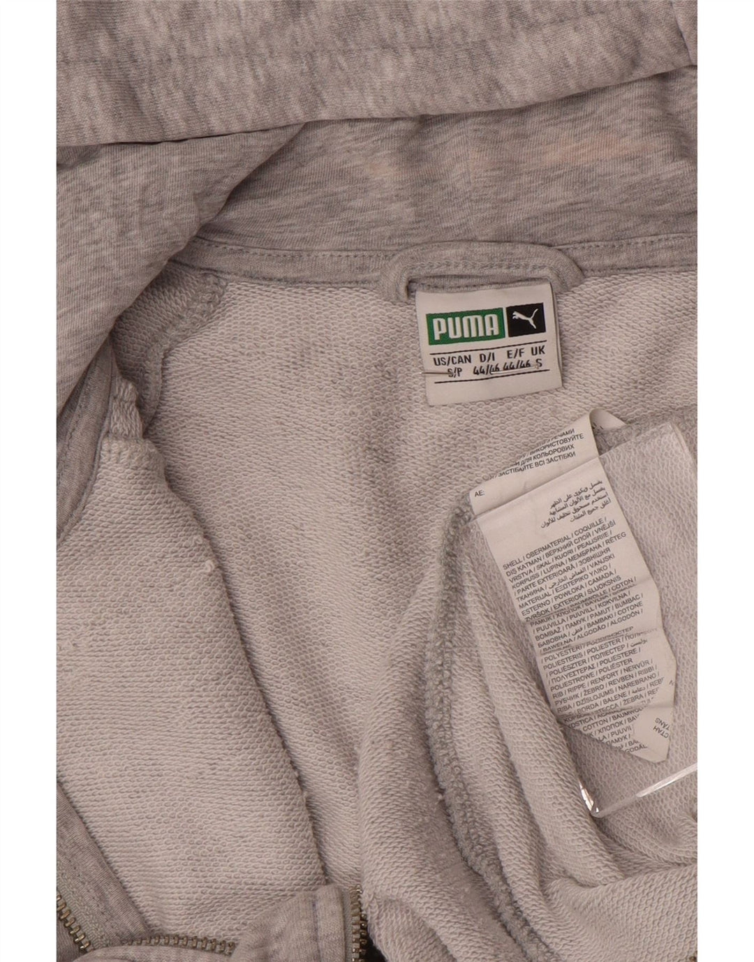 Puma Herren-Kapuzenpullover mit Reißverschluss, klein, grau gefleckte Baumwolle