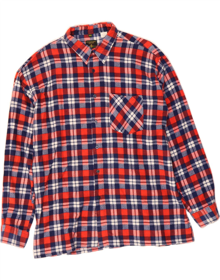 VINTAGE Mens Flannel Shirt Size 45/46 XL Red Check Cotton Vintage Vintage and Second-Hand Vintage from Messina Hembry 