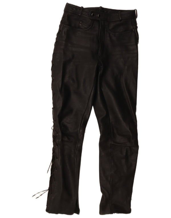 Vintage Herren Motorstyle Lederhose IT 48 Medium W30 L31 Schwarzes Leder