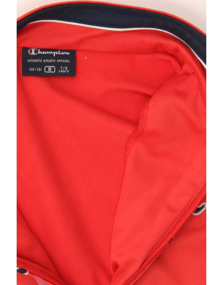 CHAMPION Boys Graphic Tracksuit Top Jacket 7-8 Years Small Red Polyester Vintage Champion and Second-Hand Champion from Messina Hembry 