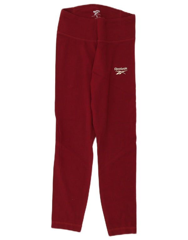 Reebok Damen Leggings UK 8/10 Small Burgund Baumwolle