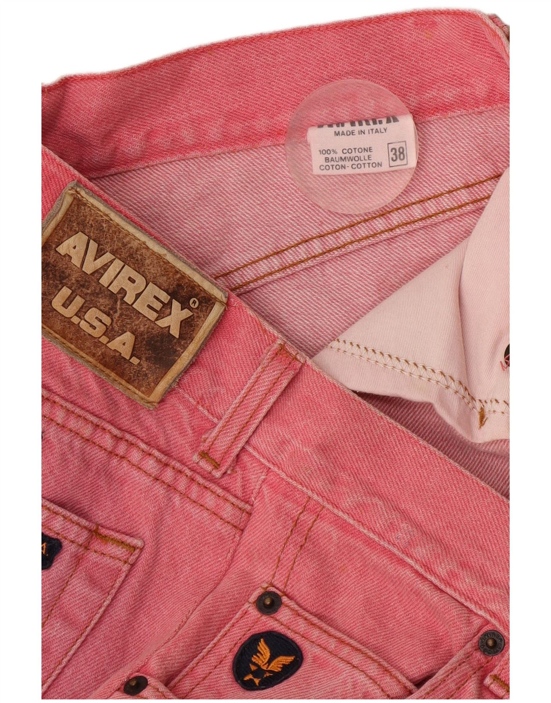 Avirex Herren Tapered Jeans W38 L33 Rosa Baumwolle
