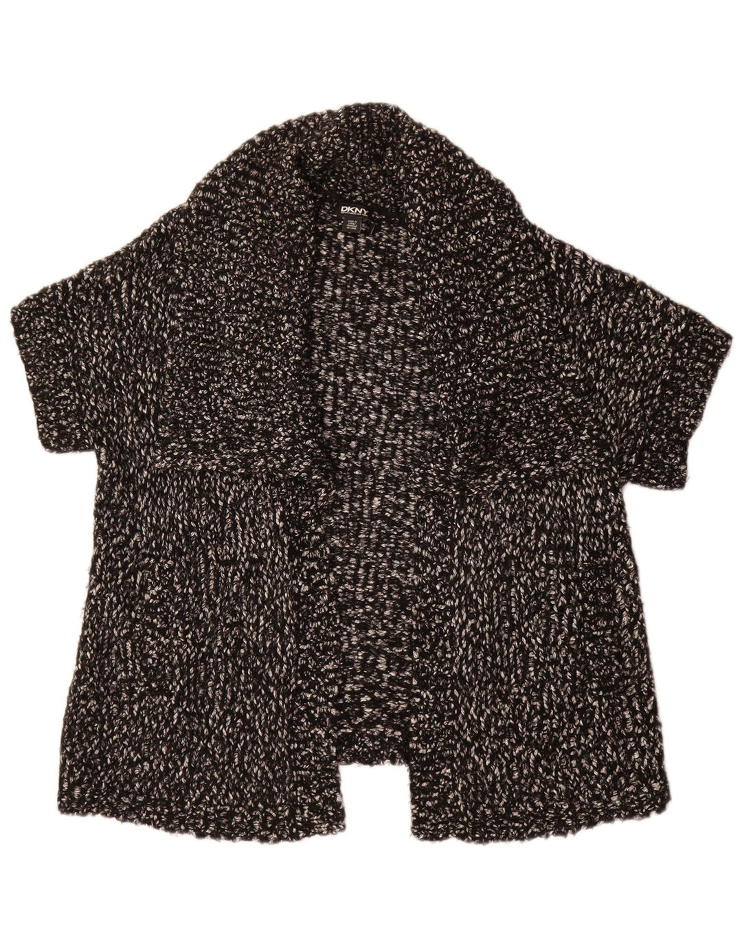 DKNY Damen-Strickjacke, übergroß, kurzärmelig, Gr. 10, Schwarz