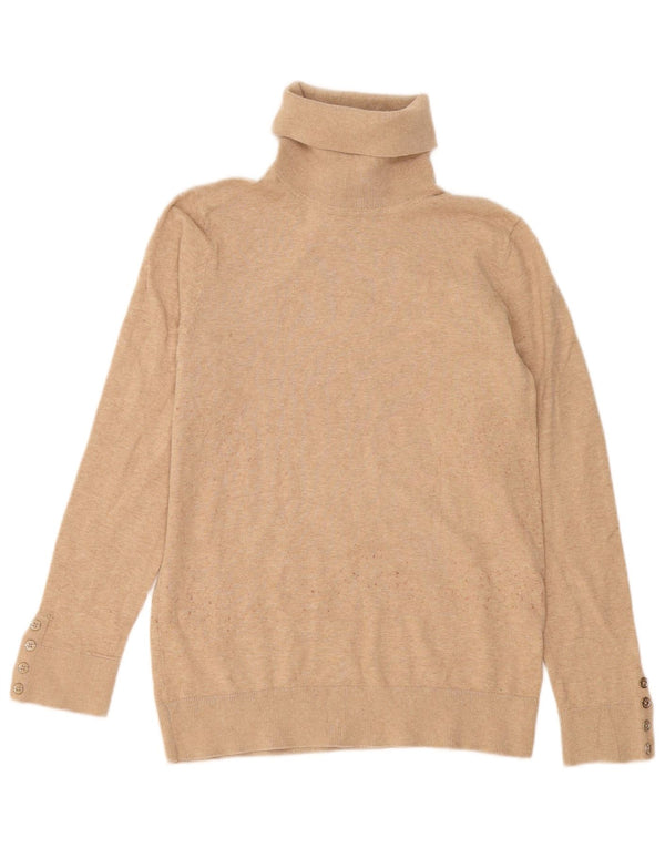 Tommy Hilfiger Rollkragenpullover für Damen, UK 12, mittelbeige Baumwolle