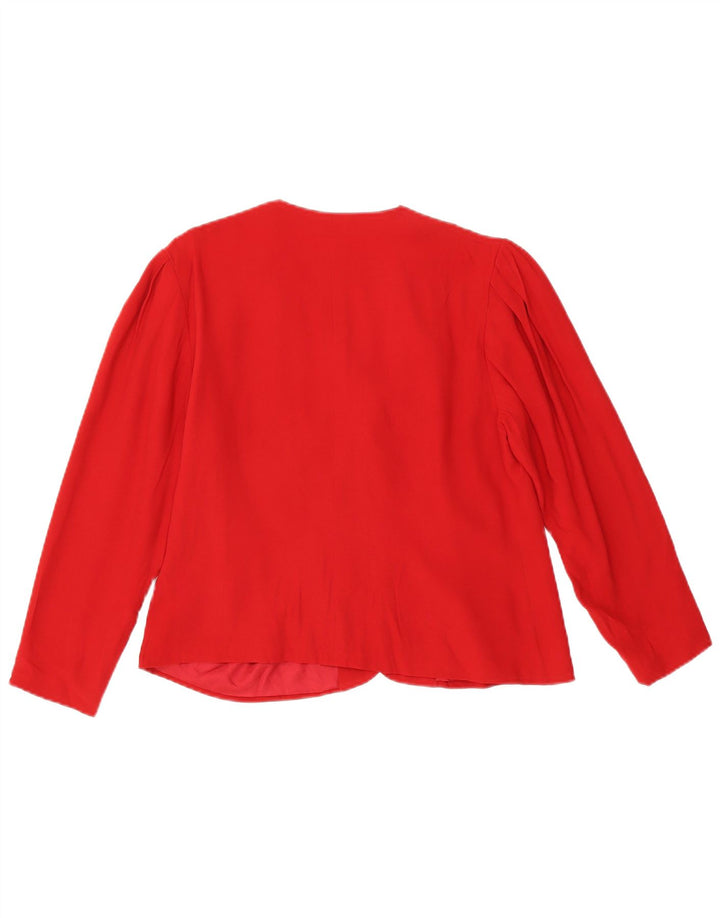 VINTAGE Damen 3-Knopf-Blazerjacke UK 12 Mittelrot