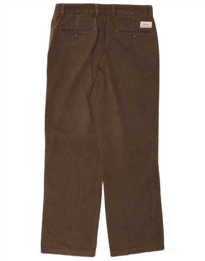 Gerade Chino-Hose für Herren von Avirex, W33, L30, braune Baumwolle