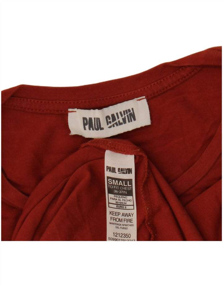 Vintage Herren T-Shirt Top Kleine Burgunderrote Baumwolle