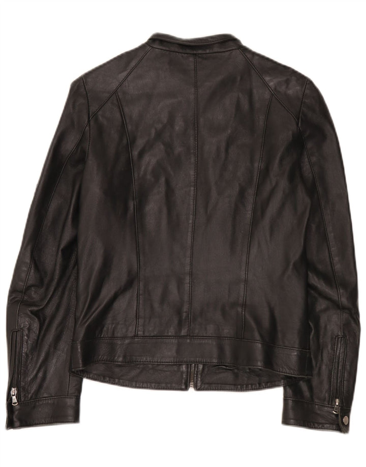 Vintage Damen Leder Bikerjacke IT 42 Medium Schwarz