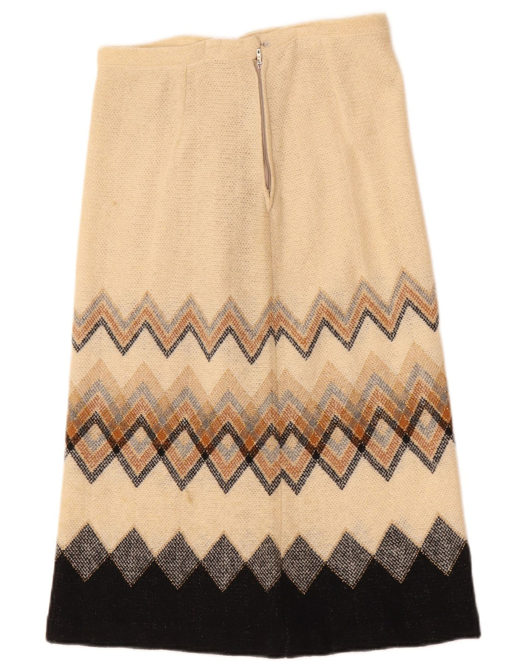 Vintage Damen Midirock W28 Medium Beige Geometrisch