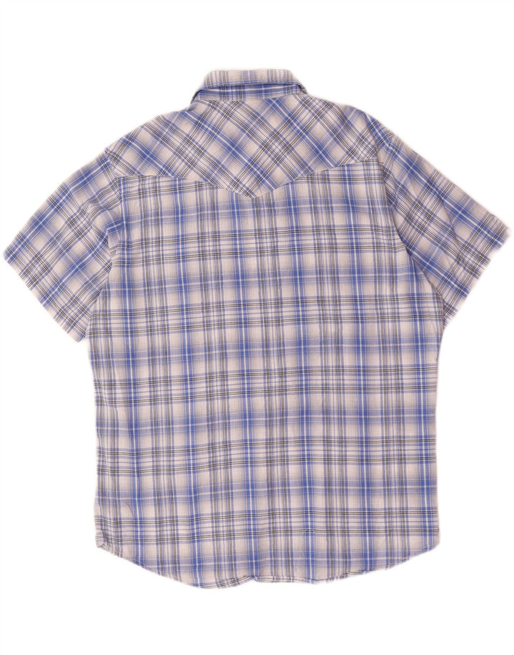 Wrangler Herren Western-Kurzarmhemd XL, blau kariert