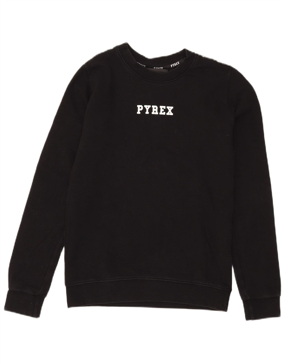 Pyrex Damen Grafik-Sweatshirt-Pullover UK 6 XS Schwarz Baumwolle