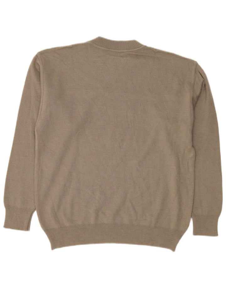 Malagrida Herren-Pullover mit grafischem Rundhalsausschnitt, Mittelbeige