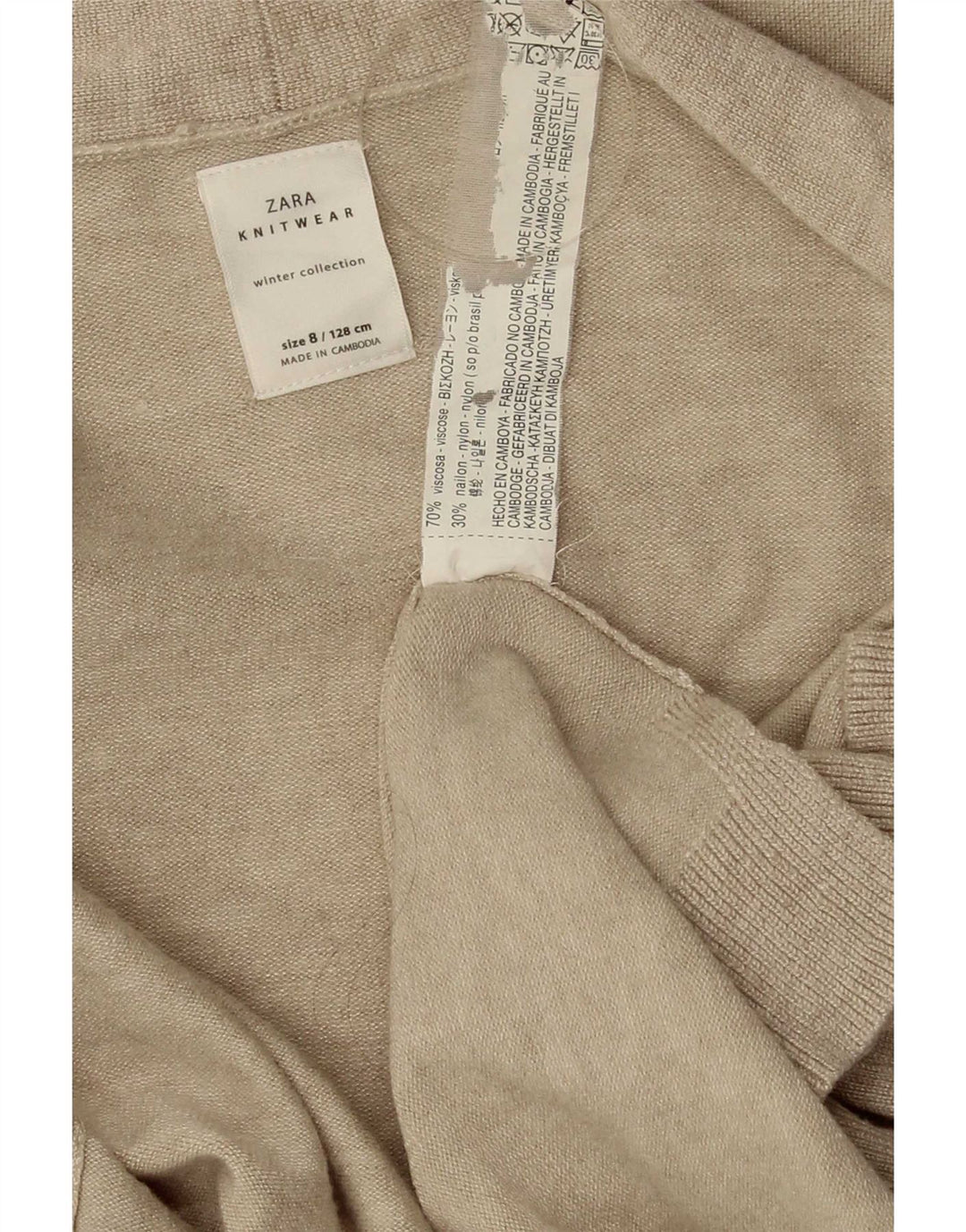 Offener Cardigan für Damen von Zara, Gr. 8, Beige, Viskose
