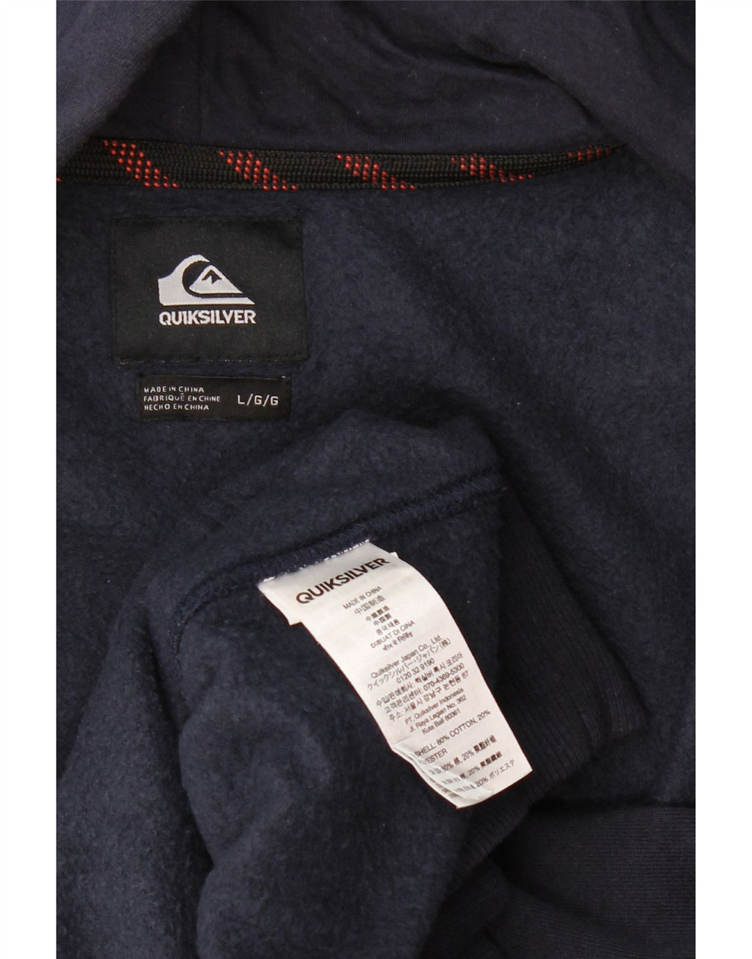 QUIKSILVER Herren-Kapuzenpullover mit Reißverschluss, groß, marineblaue Baumwolle