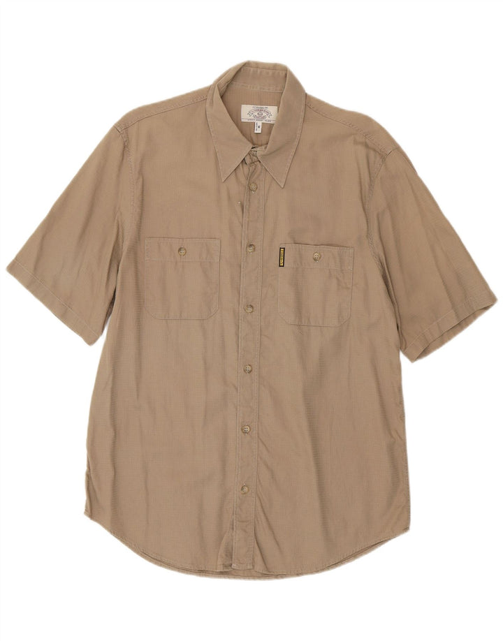 Armani Jeans Herren Kurzarmhemd Mittelbeige Baumwolle