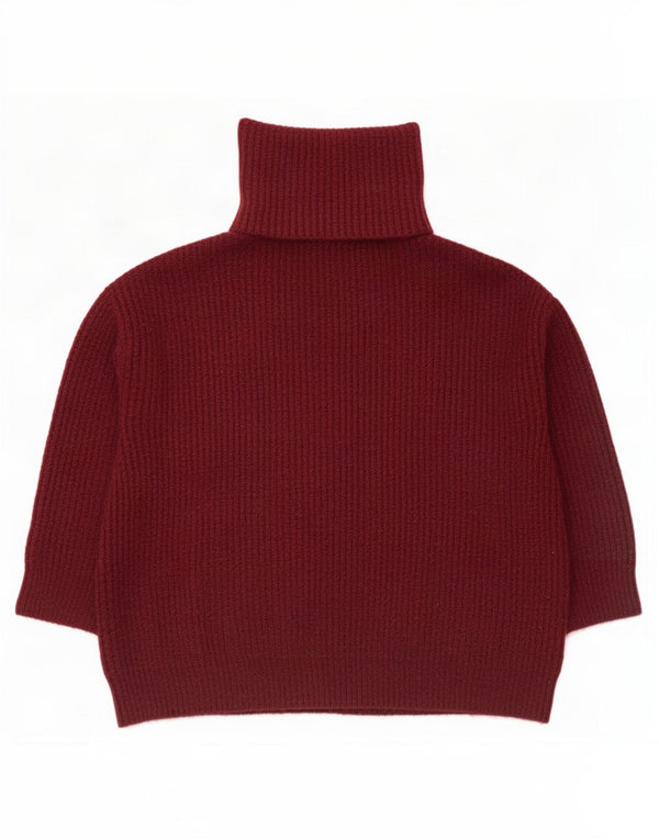 Zara Damen-Pullover mit Rollkragen, 3/4-Ärmel, Gr. 40, Burgunderrot
